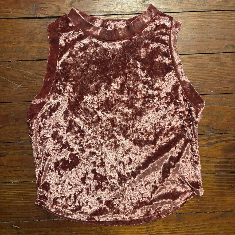XS The Outfit Rosy Pink Velour Sleeveless Cropped Tank